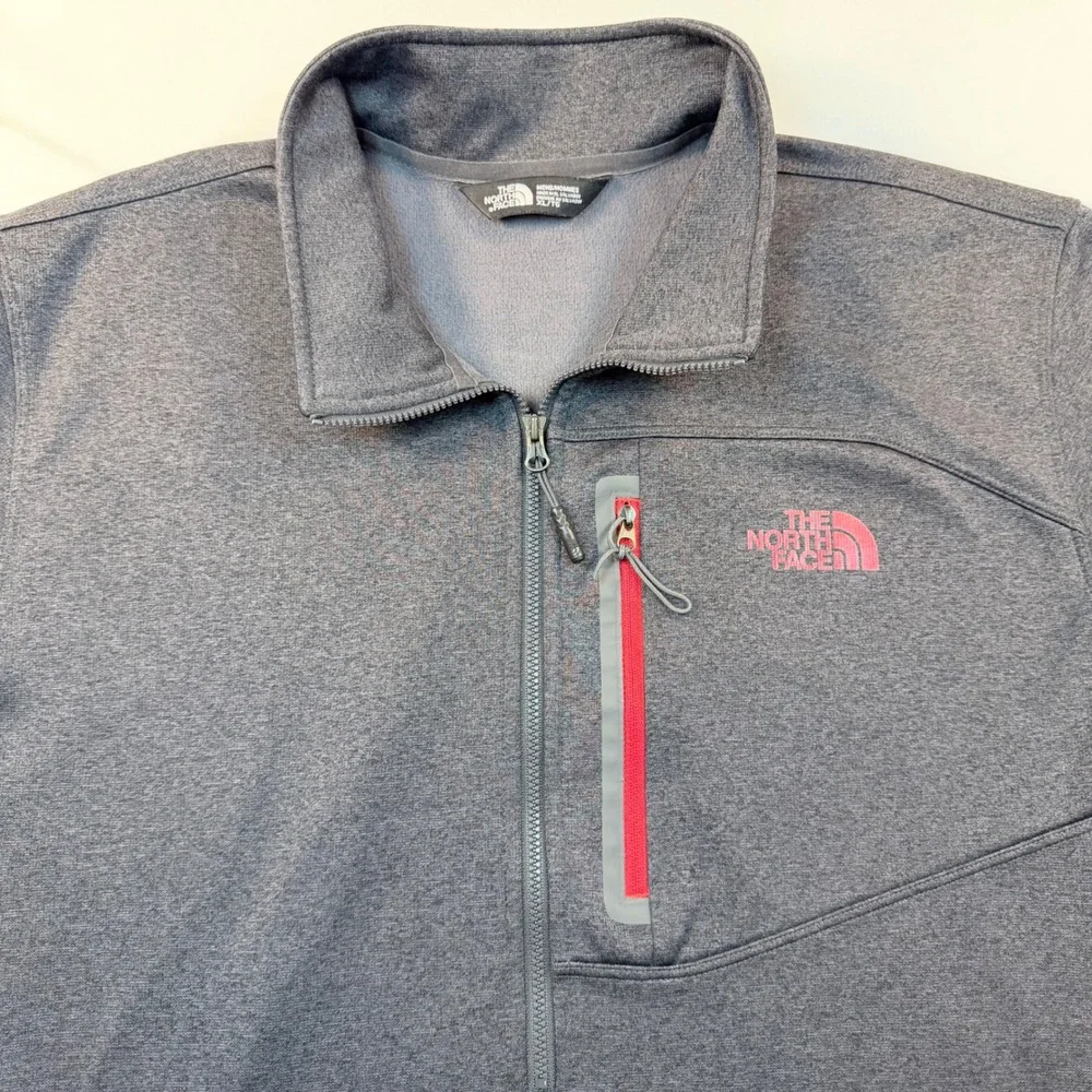 The North Face Mens XL Gray 1/4 Zip Pullover Fleece Stretch Jacket CUG0 Coral